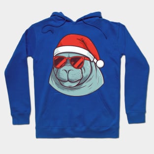 manatee in a Christmas hat Hoodie